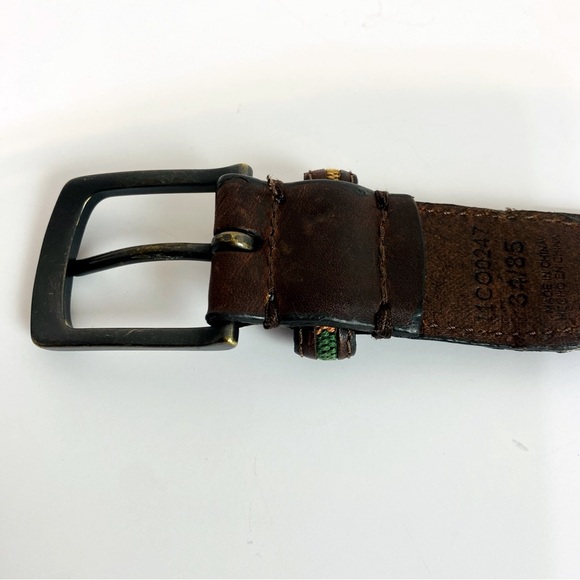 Columbia Brown Leather W/ Aztec Southwest Canvas Size 34 - Picture 4 of 9